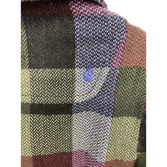 Volcom Wool Blend Plaid Peacoat Jacket  Size XS  DAMAGE - Picture 4 of 10